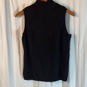 Neiman Marcus Silk Sleeveless Turtleneck Top